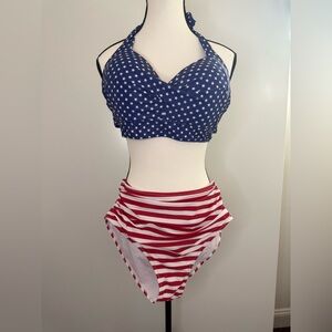 Stars & Stripes High-Waste Bikini (NWOT)